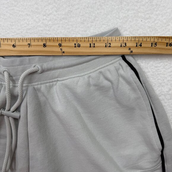 Alphalete Sweat Shorts Athletic Gym Drawstring Pockets Patch Piping Gray Mens S - Picture 9 of 11